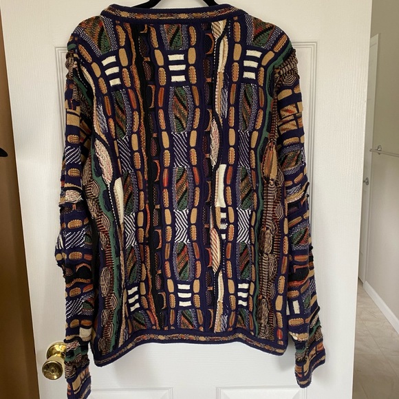 VTG Protege Coogi STYLE 3D Textured Multi Color Sweater Biggie Cosby BHM  Sz L - Picture 2 of 3